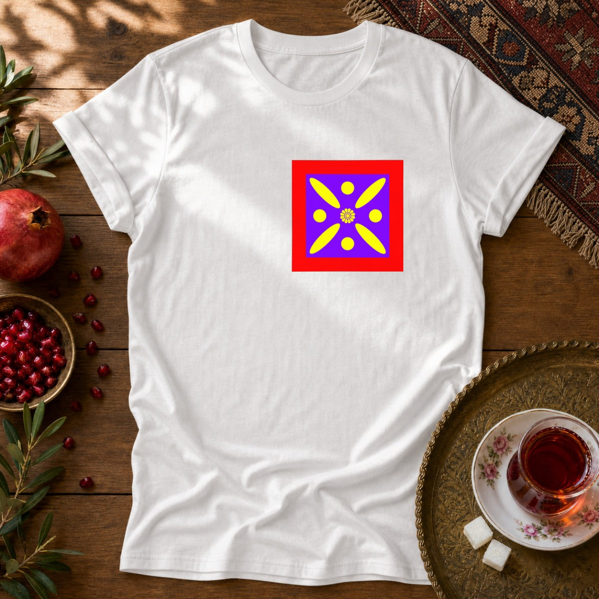 Derafshe Kaviani - Chest Print  Unisex T-Shirt - White