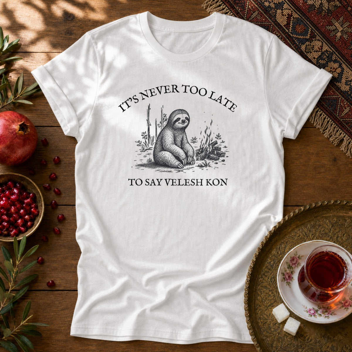 Velesh Kon Sloth Unisex T-Shirt - White