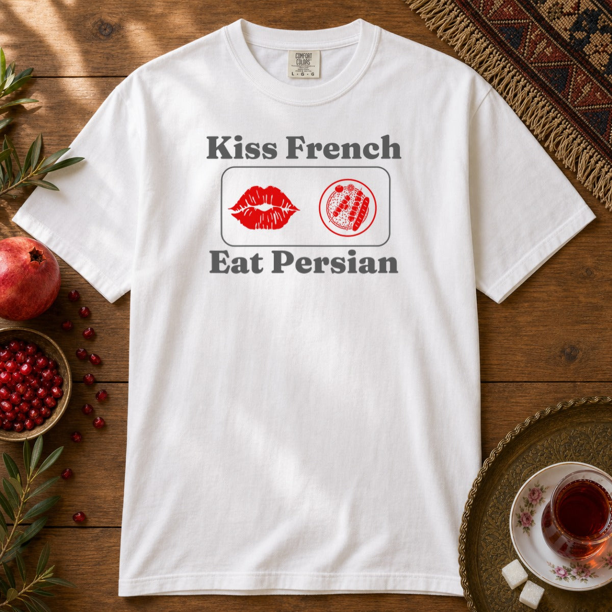 Kiss French Eat Persian Nowruz Premium Tee - White