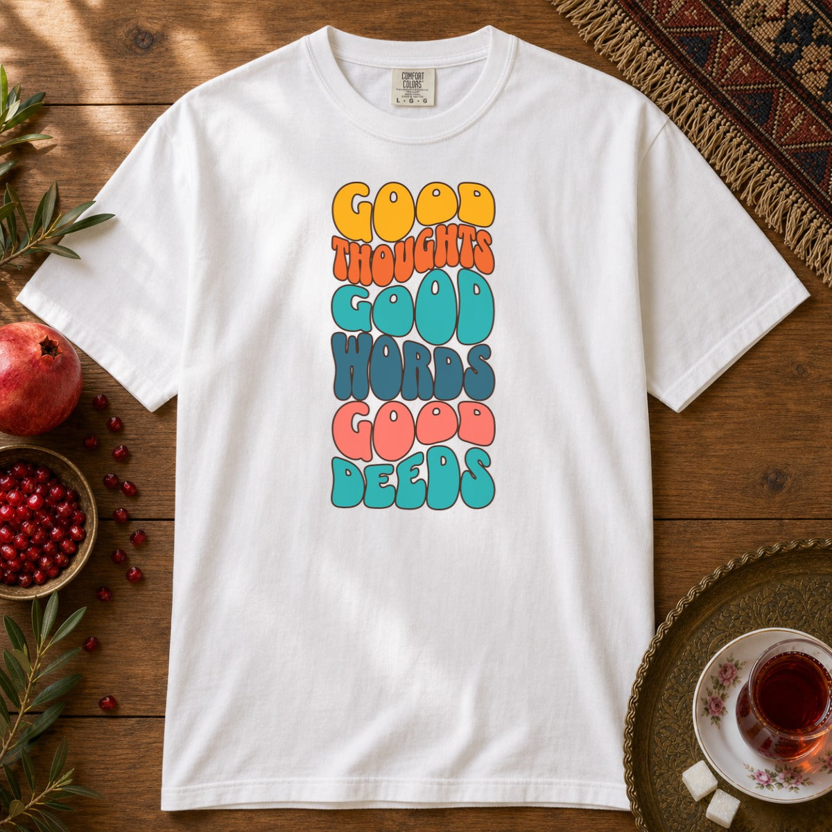 Good thoughts, good words, good deeds - hippie Premium Tee - White