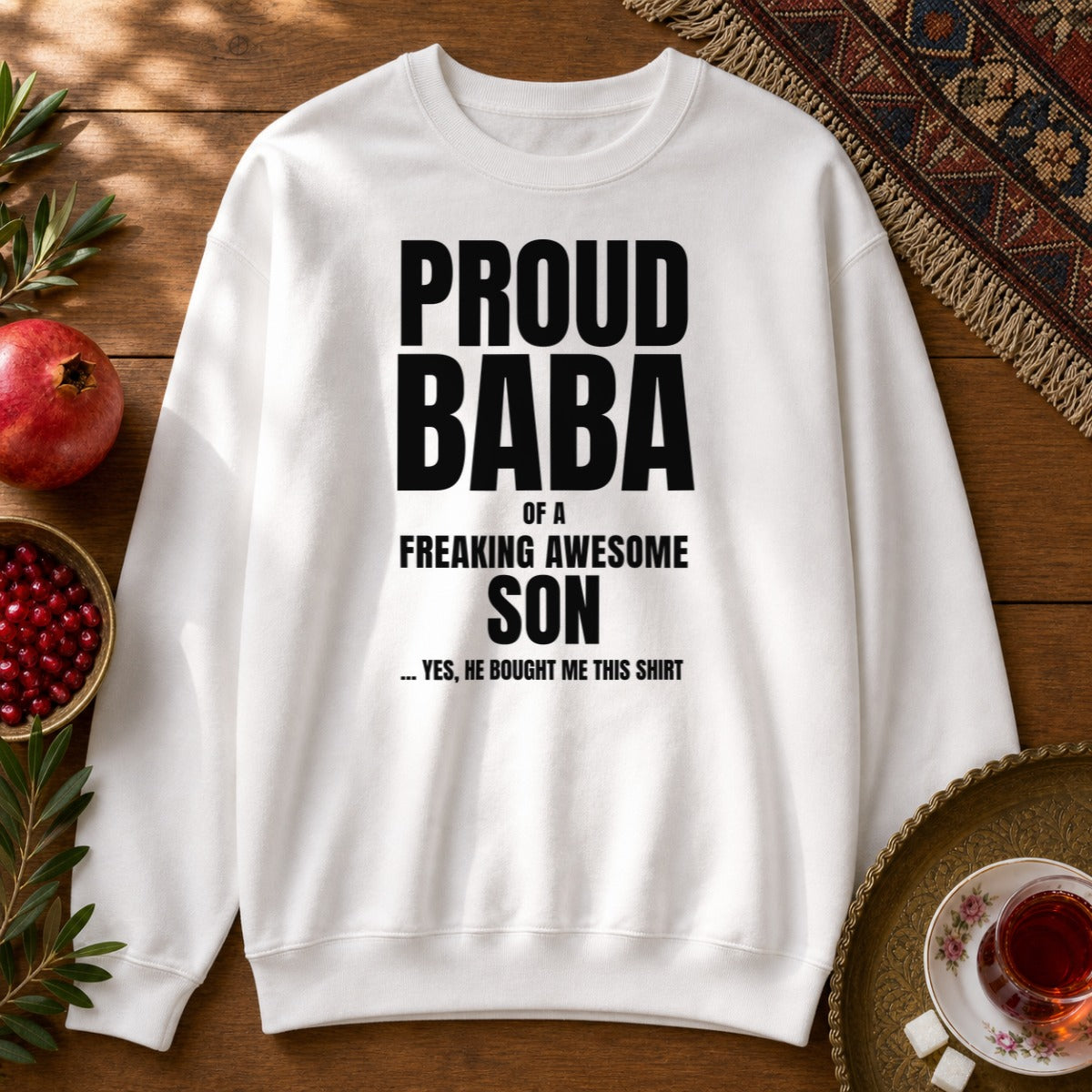 Proud Baba of a Son Sweatshirt - White