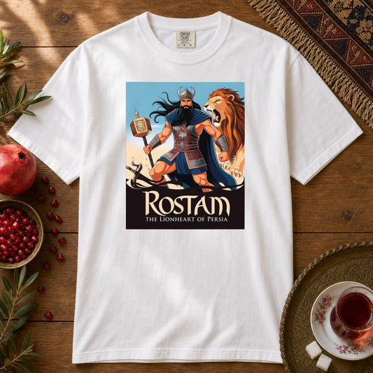 Rostam, the Lionheart of Persia Premium Tee - White