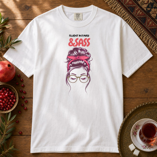 Fluent in Farsi & Sass Unisex Premium Tee - White