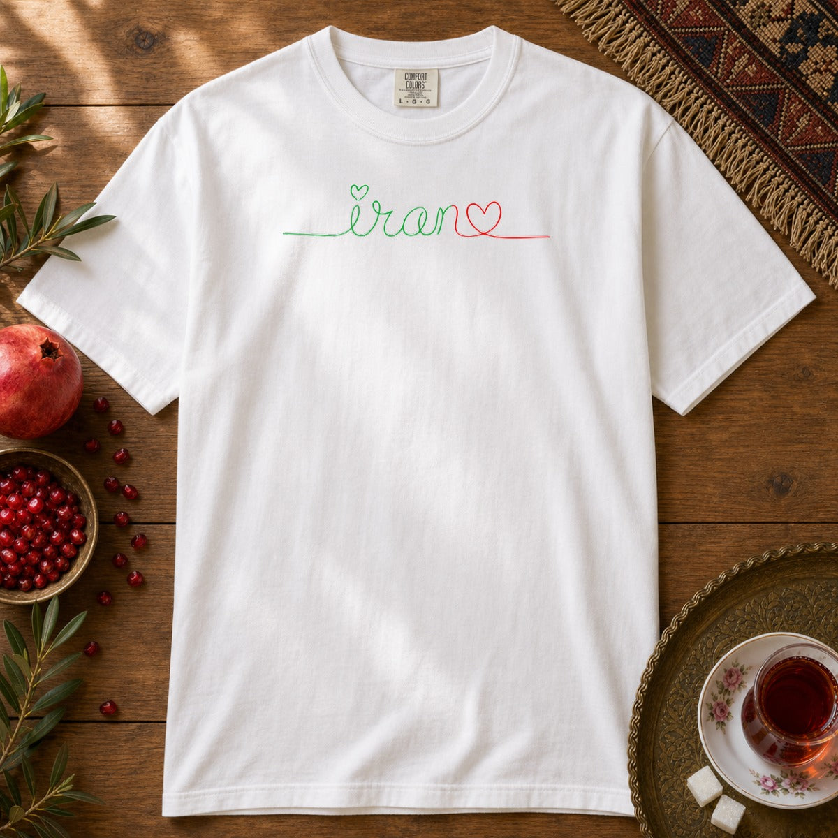 Iran Heart - Flag Colors Premium Tee - White