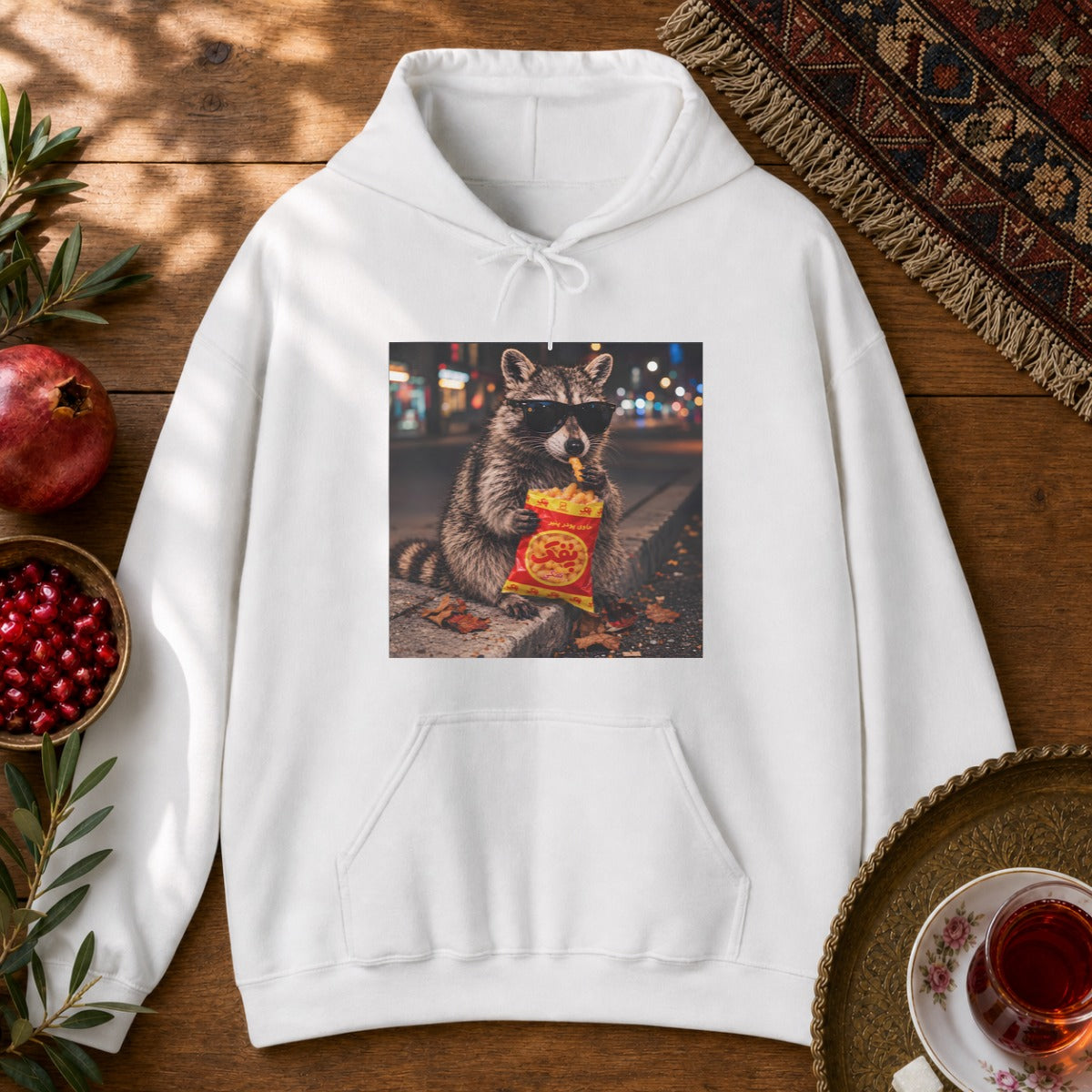 Pofak Raccoon Hoodie - White