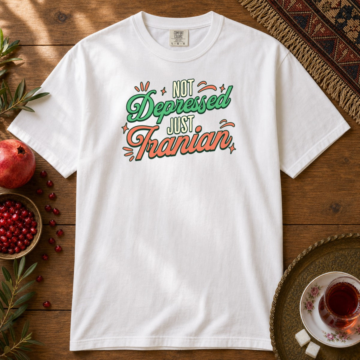 Not Depressed. Just Iranian. Premium Tee - White