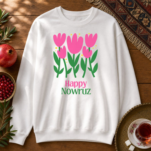Nowruz Tulips Sweatshirt - White