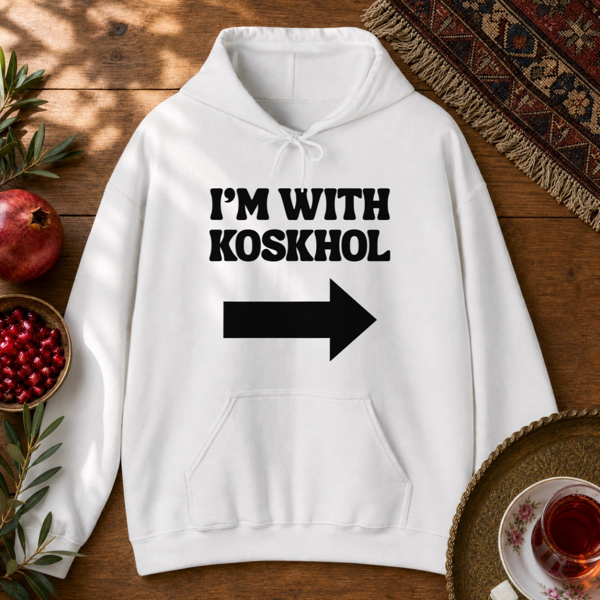 I'm with Koskhol - Left Hoodie - White
