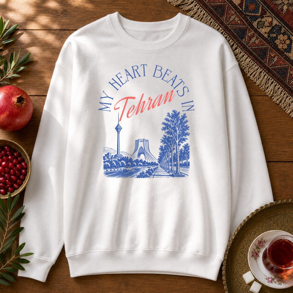 My Heart Beats in Tehran Sweatshirt - White