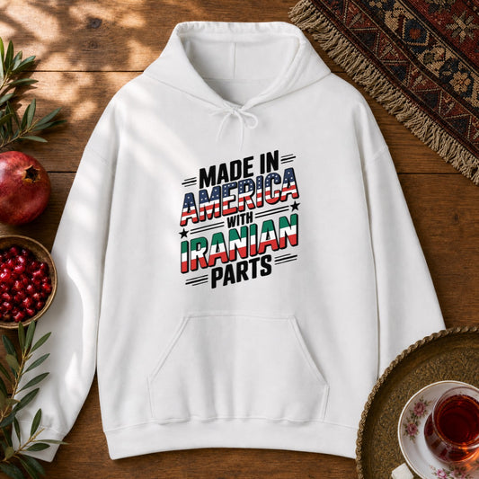 Made in America, with Iranian Parts Hoodie - White