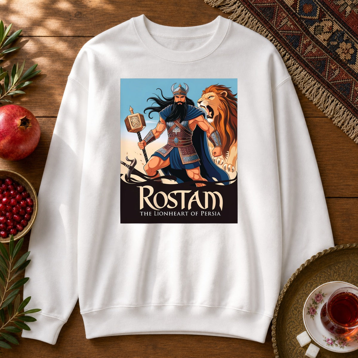 Rostam, the Lionheart of Persia Sweatshirt - White