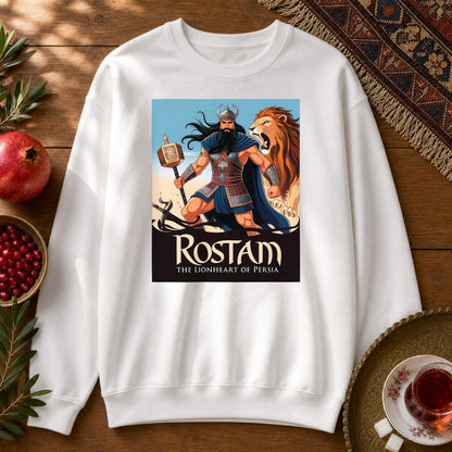Rostam, the Lionheart of Persia Sweatshirt - White