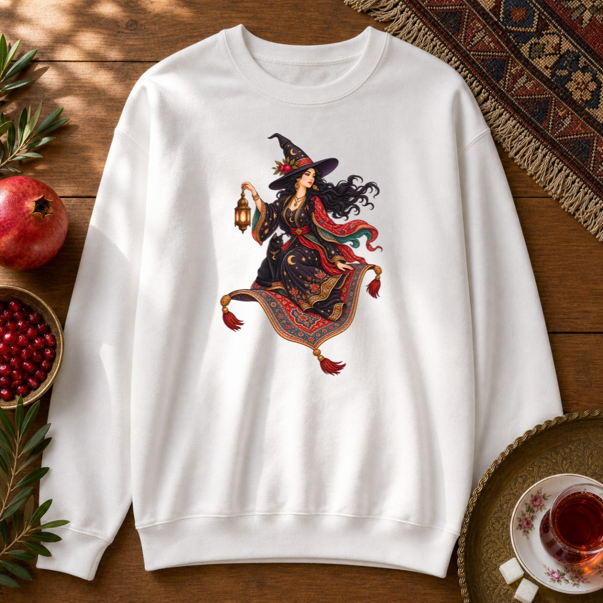 Witch and the Magic Carpet Sweatshirt - White