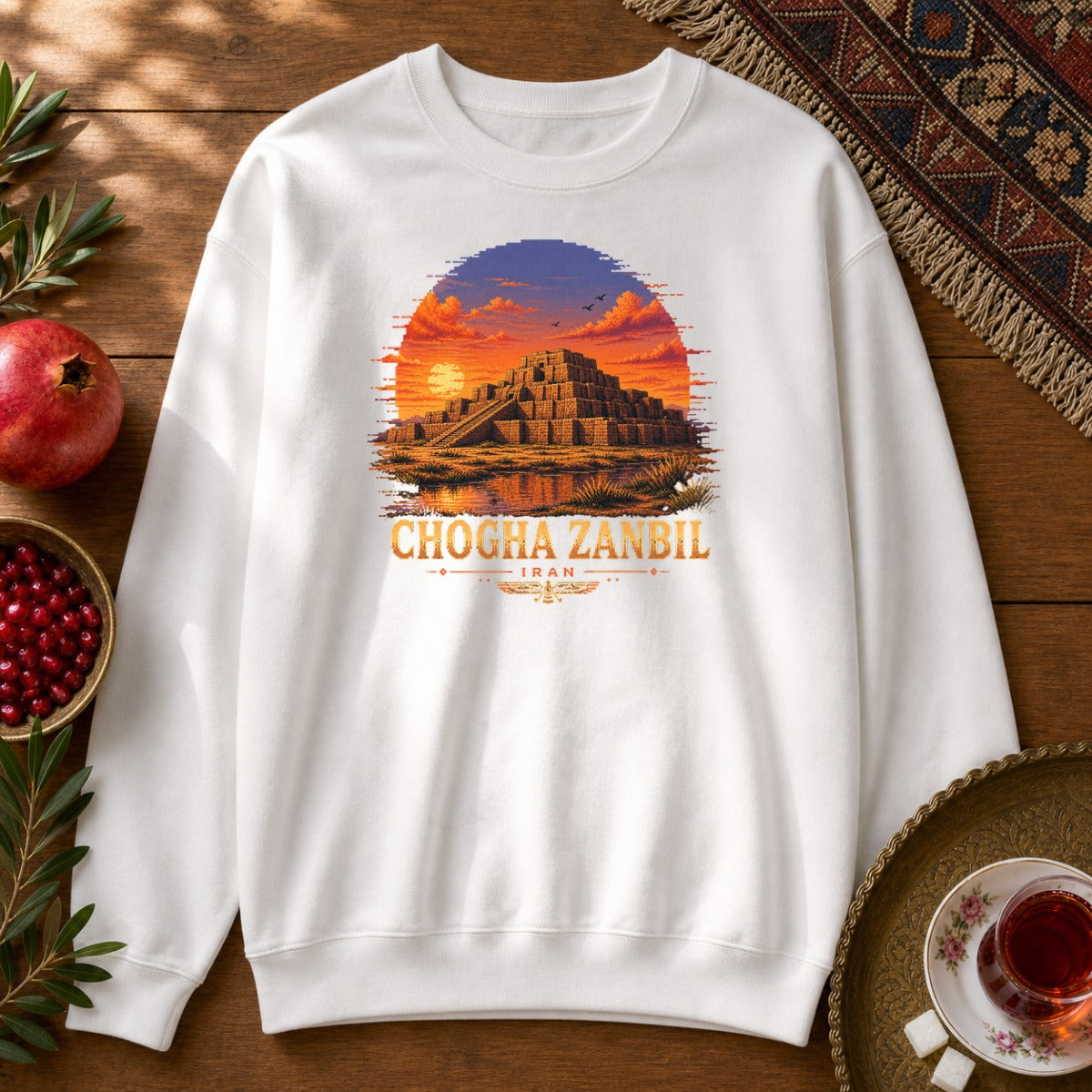 Chogha Zanbil - Pixel Art Sweatshirt - White
