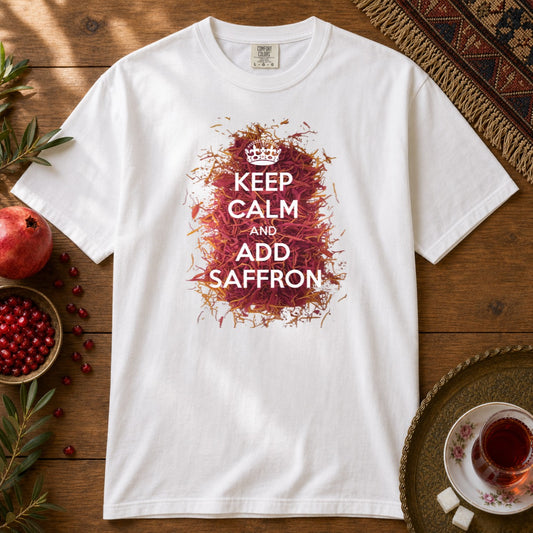 Keep Calm and Add Saffron Premium Tee - White