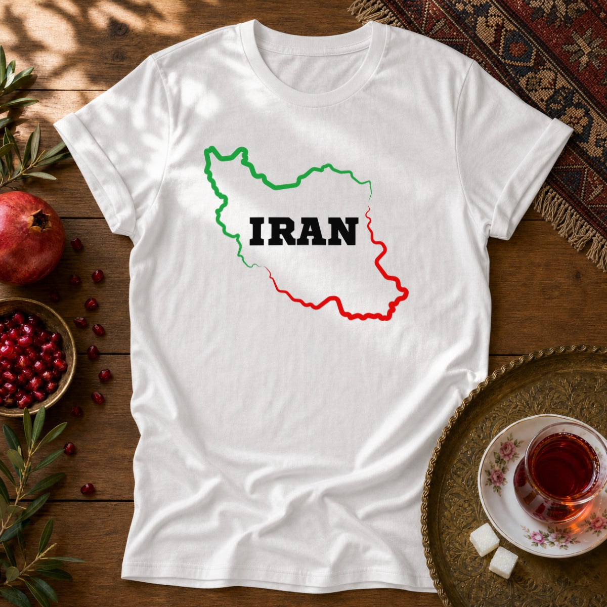 Iran Map - Flag Colors Unisex T-Shirt - White