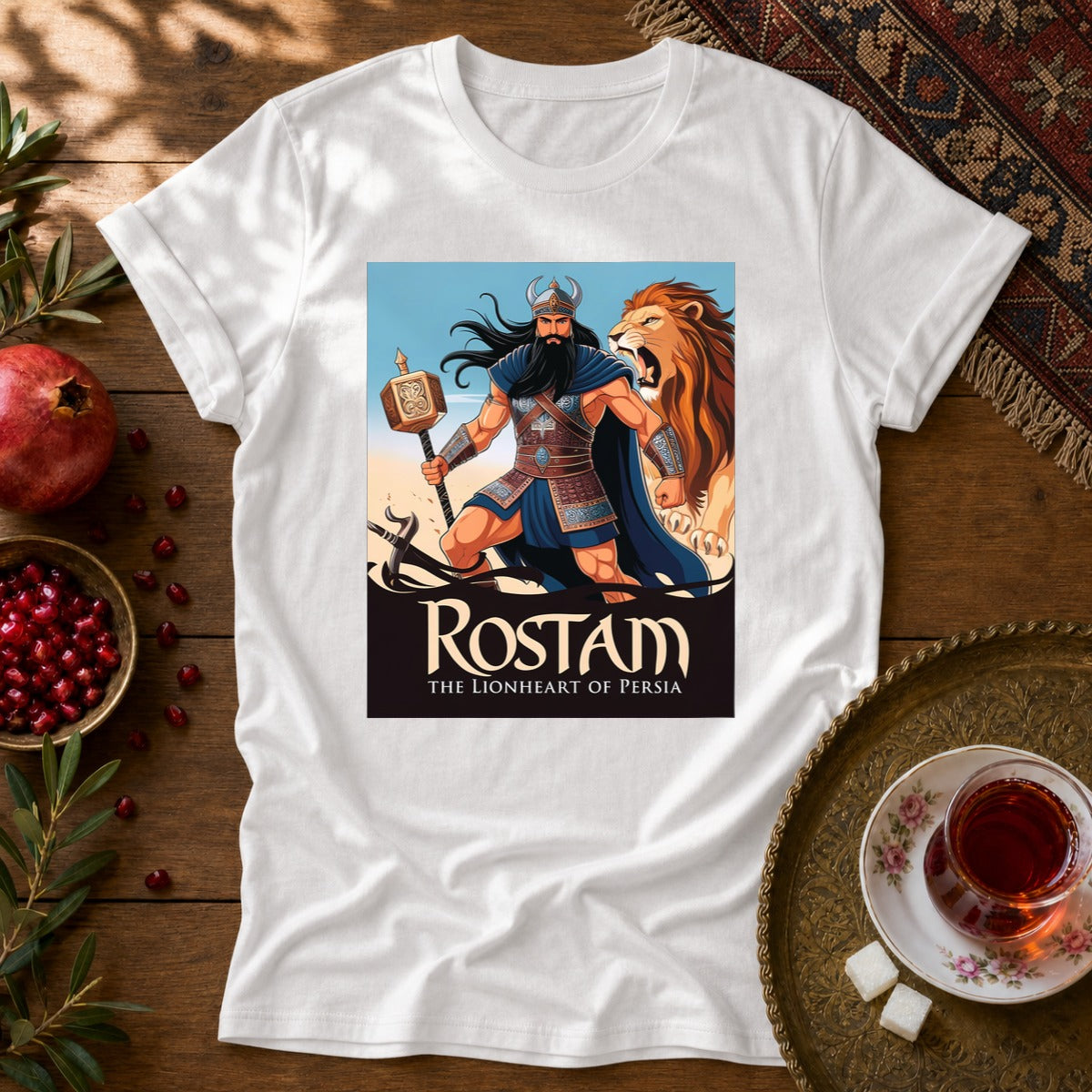 Rostam, the Lionheart of Persia Unisex T-Shirt - White