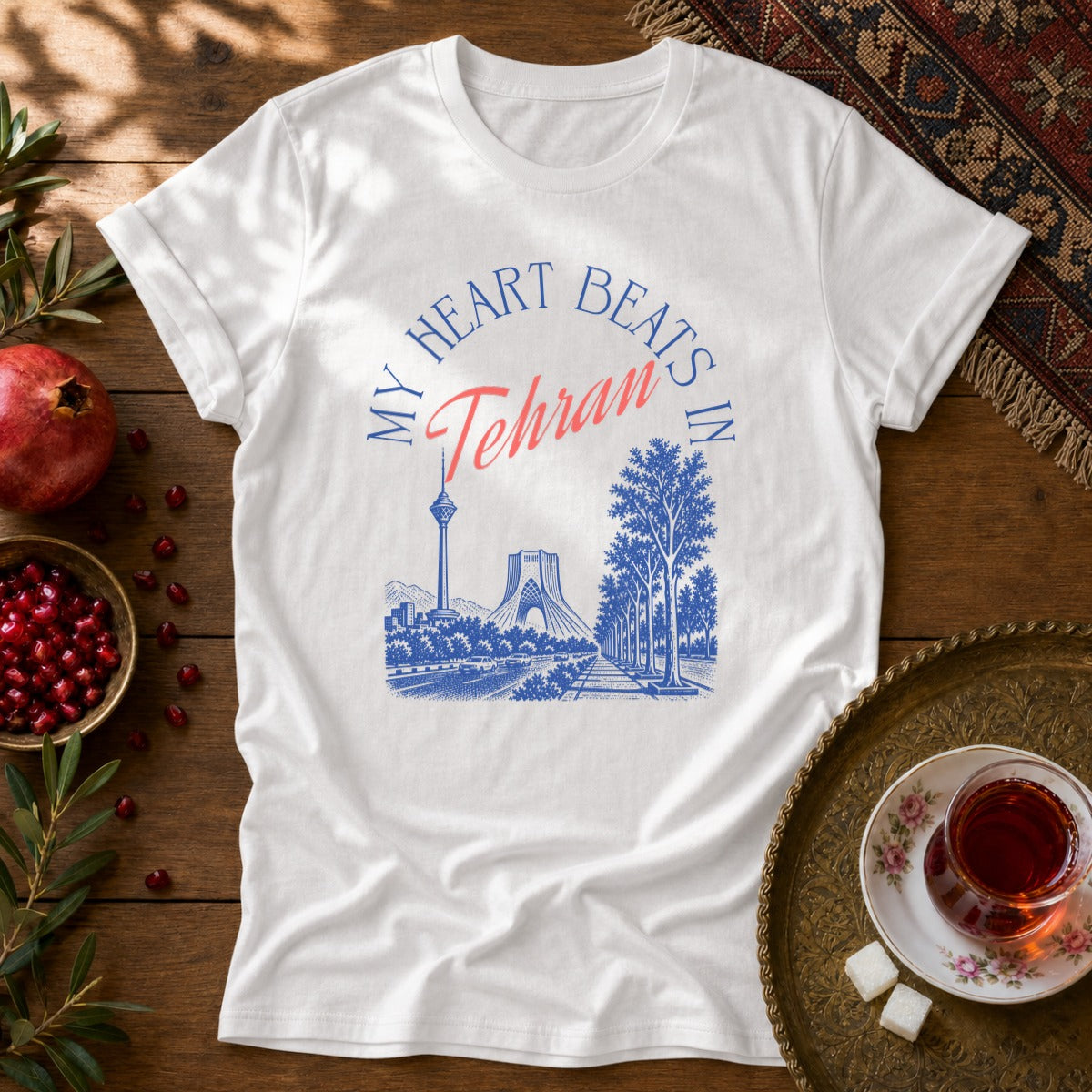 My Heart Beats in Tehran Unisex T-Shirt - White