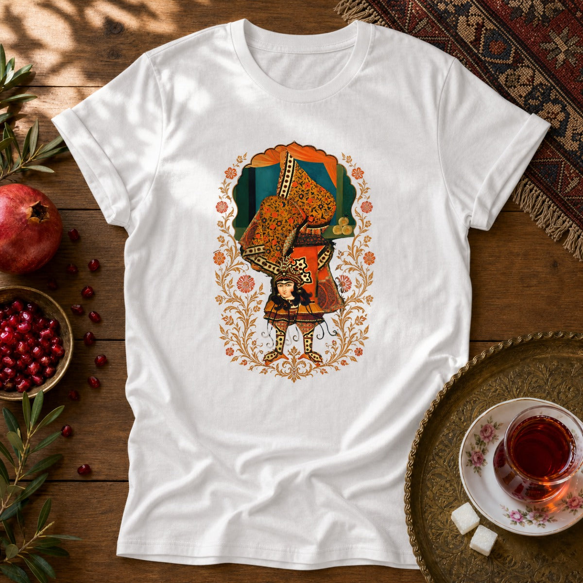 Balancing, Qajar Style Unisex T-Shirt - White