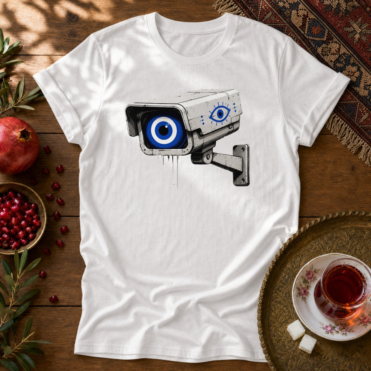 Evil Eye Watching Unisex T-Shirt - White