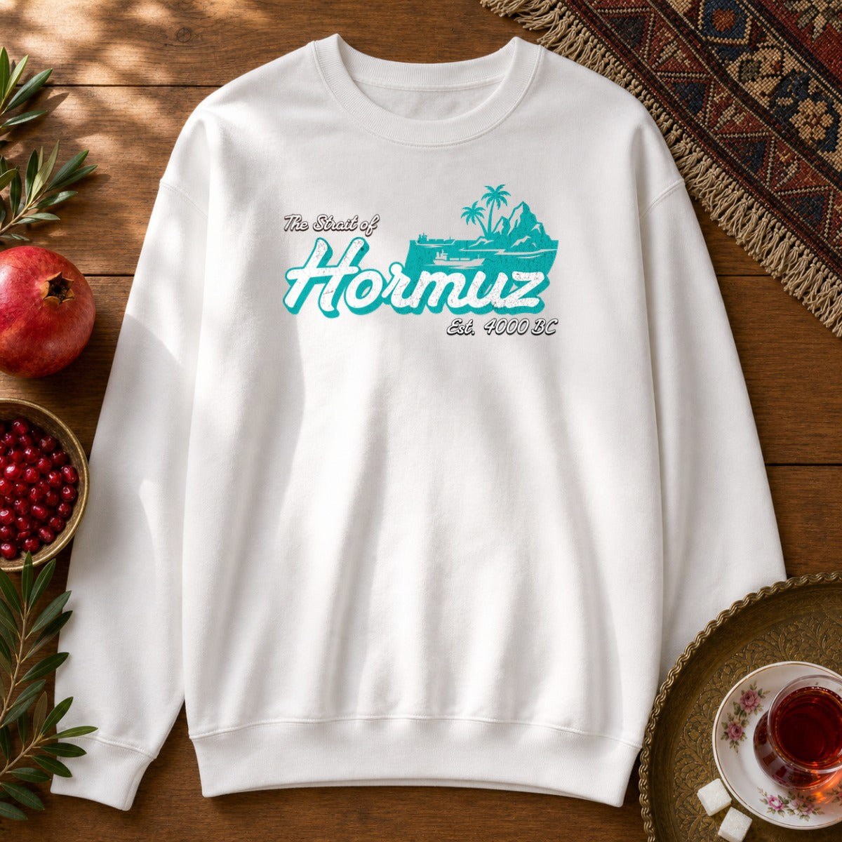 Strait of Hormuz Scene Sweatshirt - White