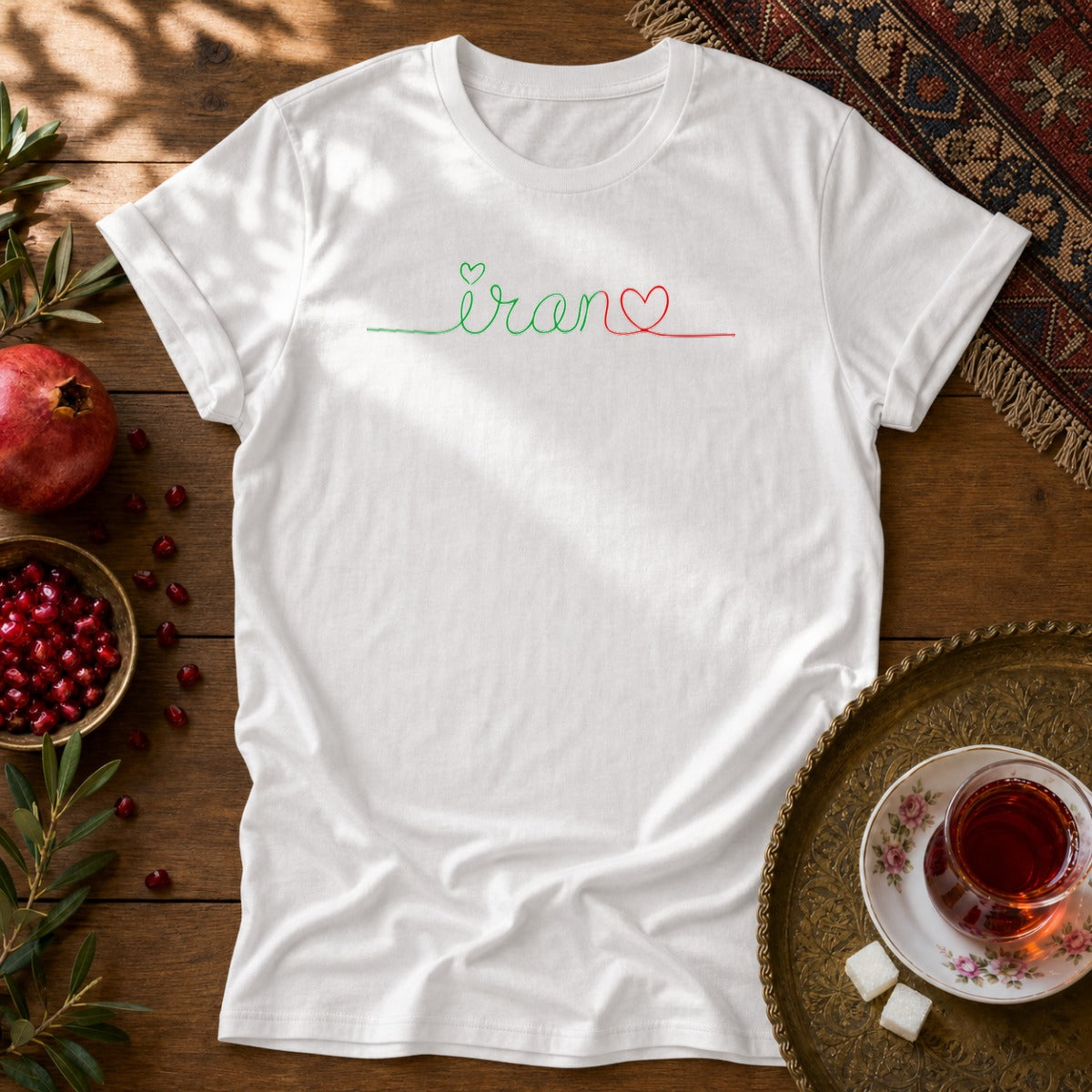Iran Heart - Flag Colors Unisex T-Shirt - White