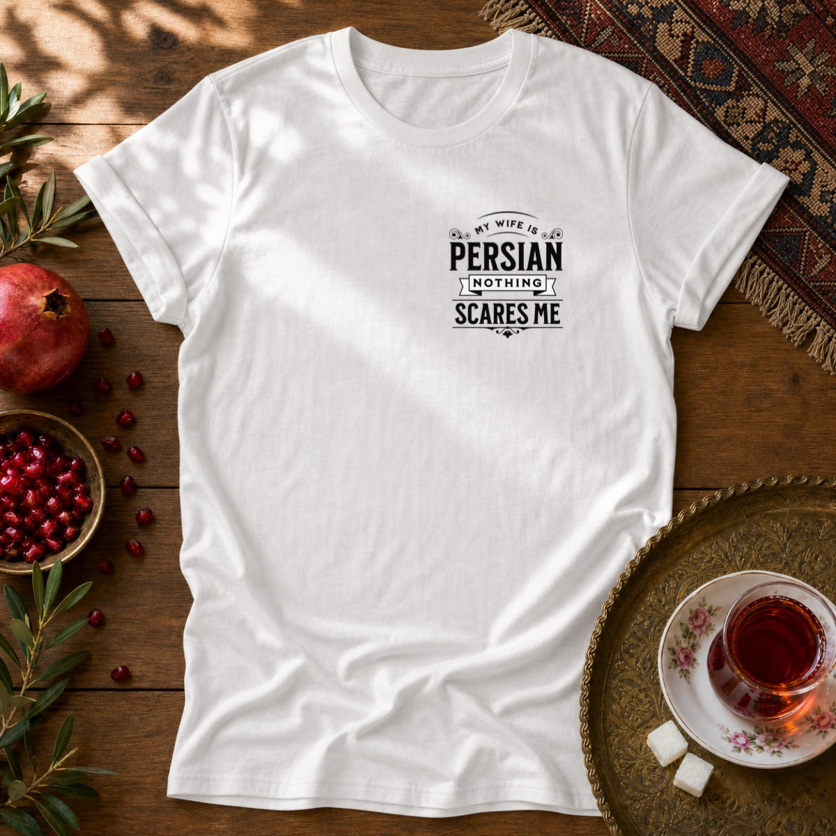 My Wife is Persian - Chest Print Unisex T-Shirt - White