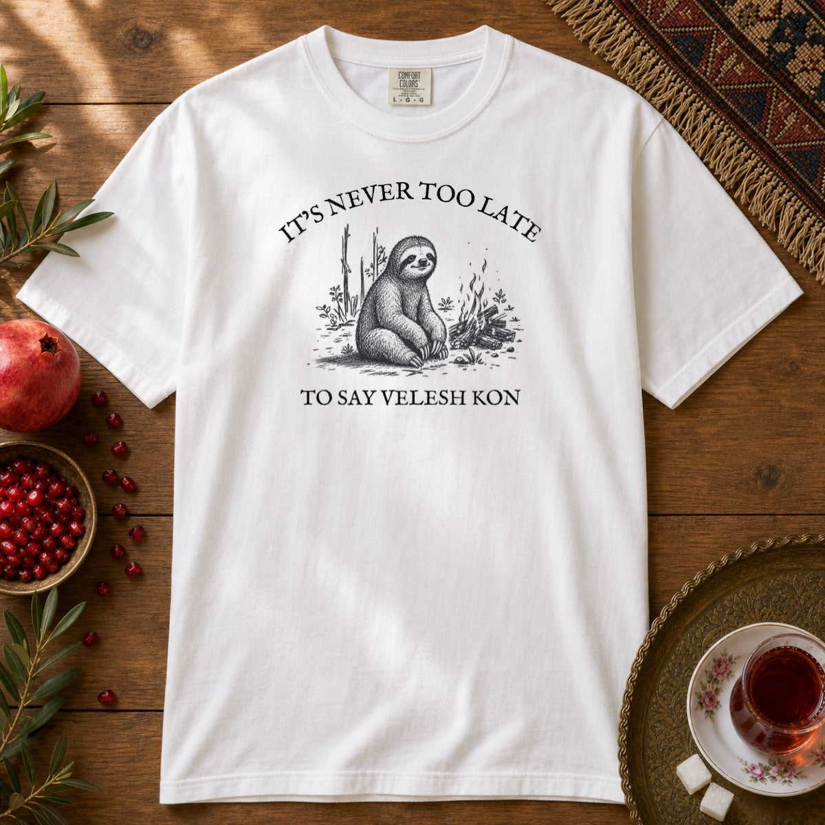Velesh Kon Sloth Premium Tee - White