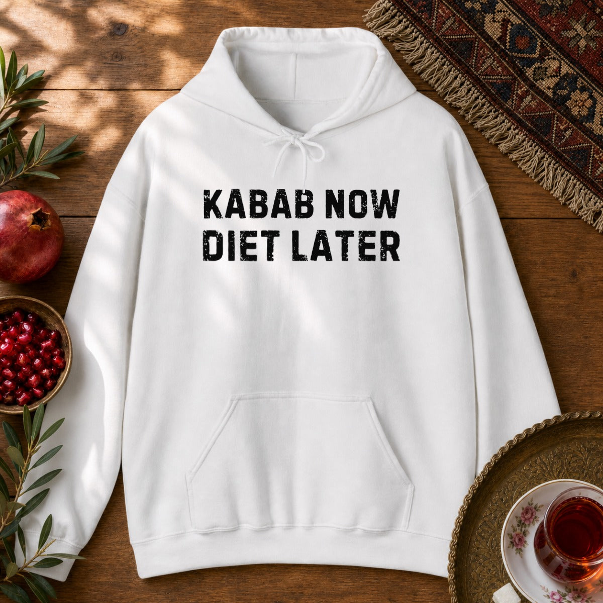 Kabab Now, Diet Later Hoodie - White