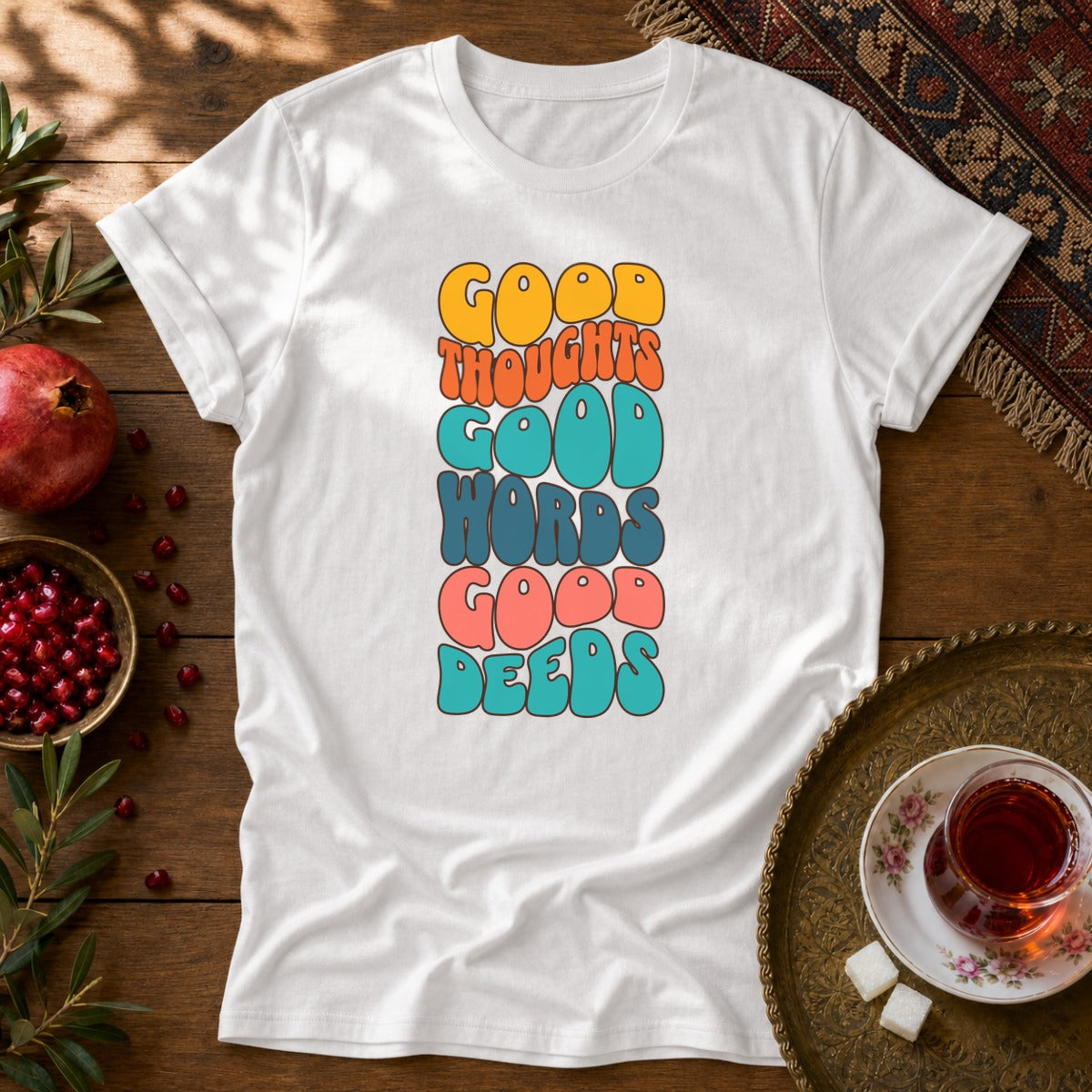 Good thoughts, good words, good deeds - hippie Unisex T-Shirt - White