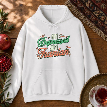 Not Depressed. Just Iranian. Hoodie - White