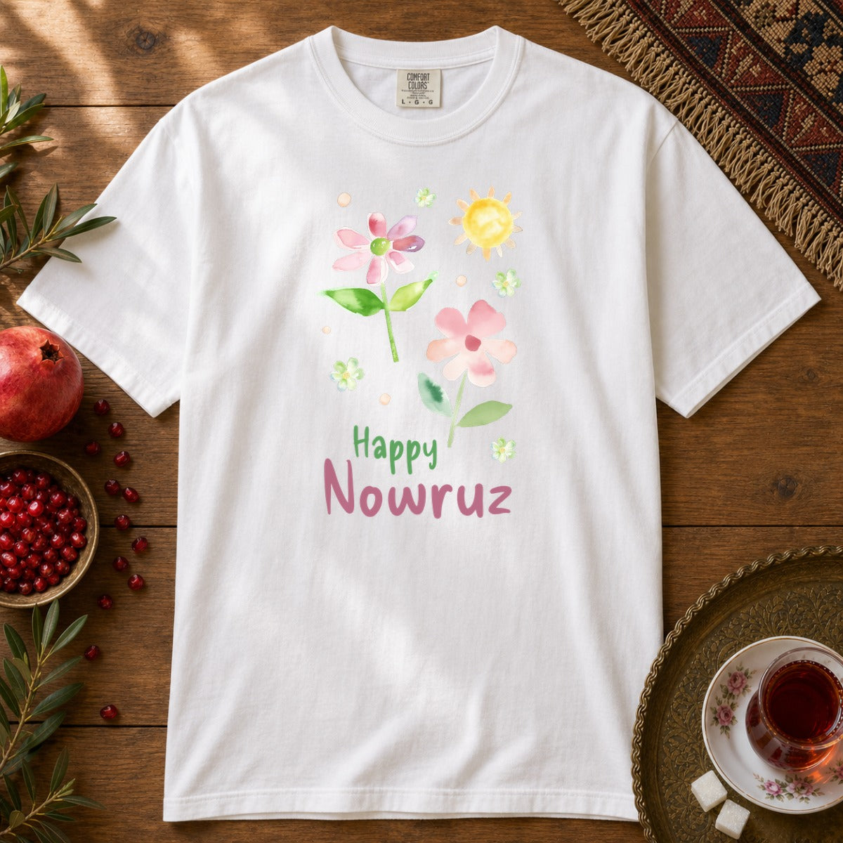 Happy Nowruz - Watercolor Premium Tee - White
