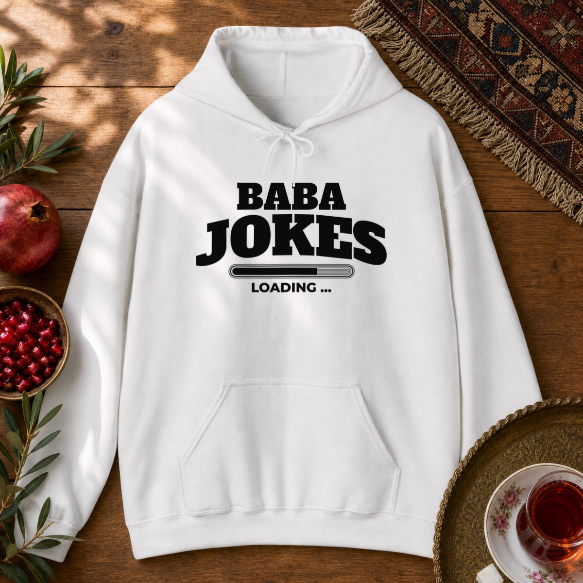 Baba Jokes Loading Hoodie - White