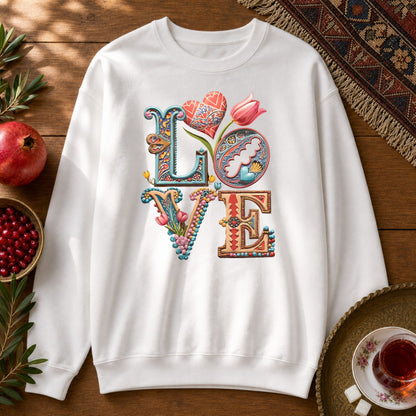 Persian Love Blossoms Sweatshirt - White