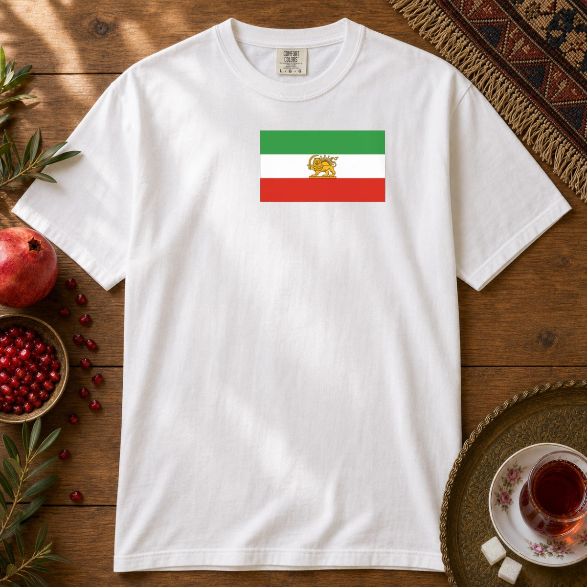 Shir-o-Khorshid (Lion & Sun) Premium Tee - White