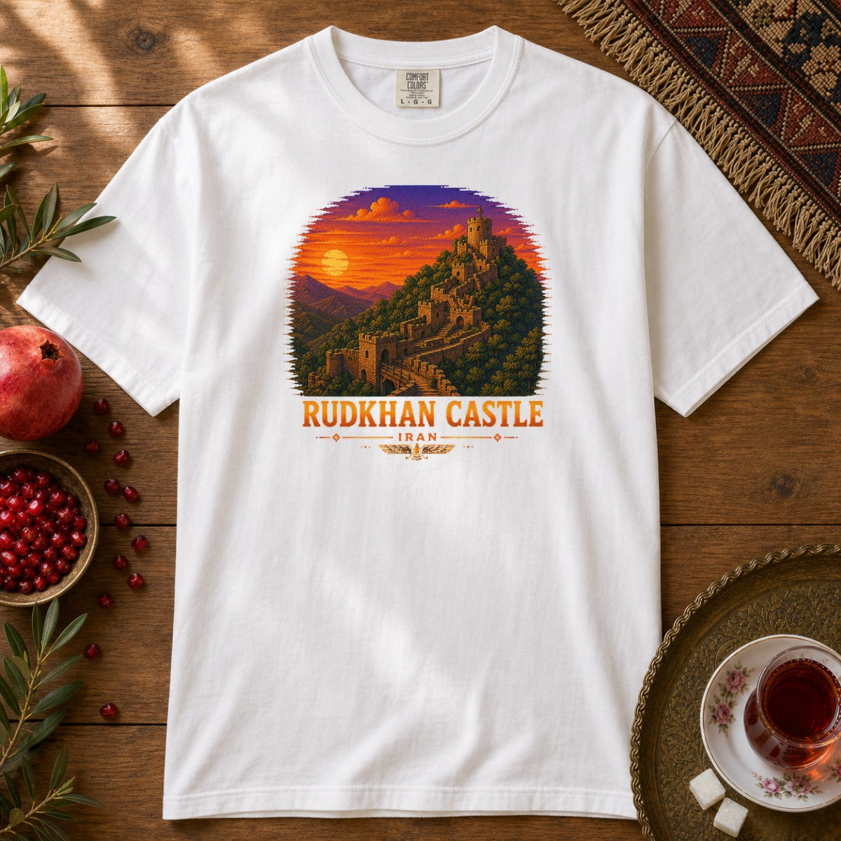 Rudkhan Castle - Pixel Art Premium Tee - White