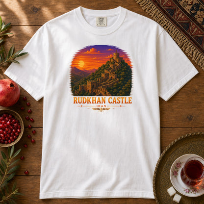 Rudkhan Castle - Pixel Art Premium Tee - White