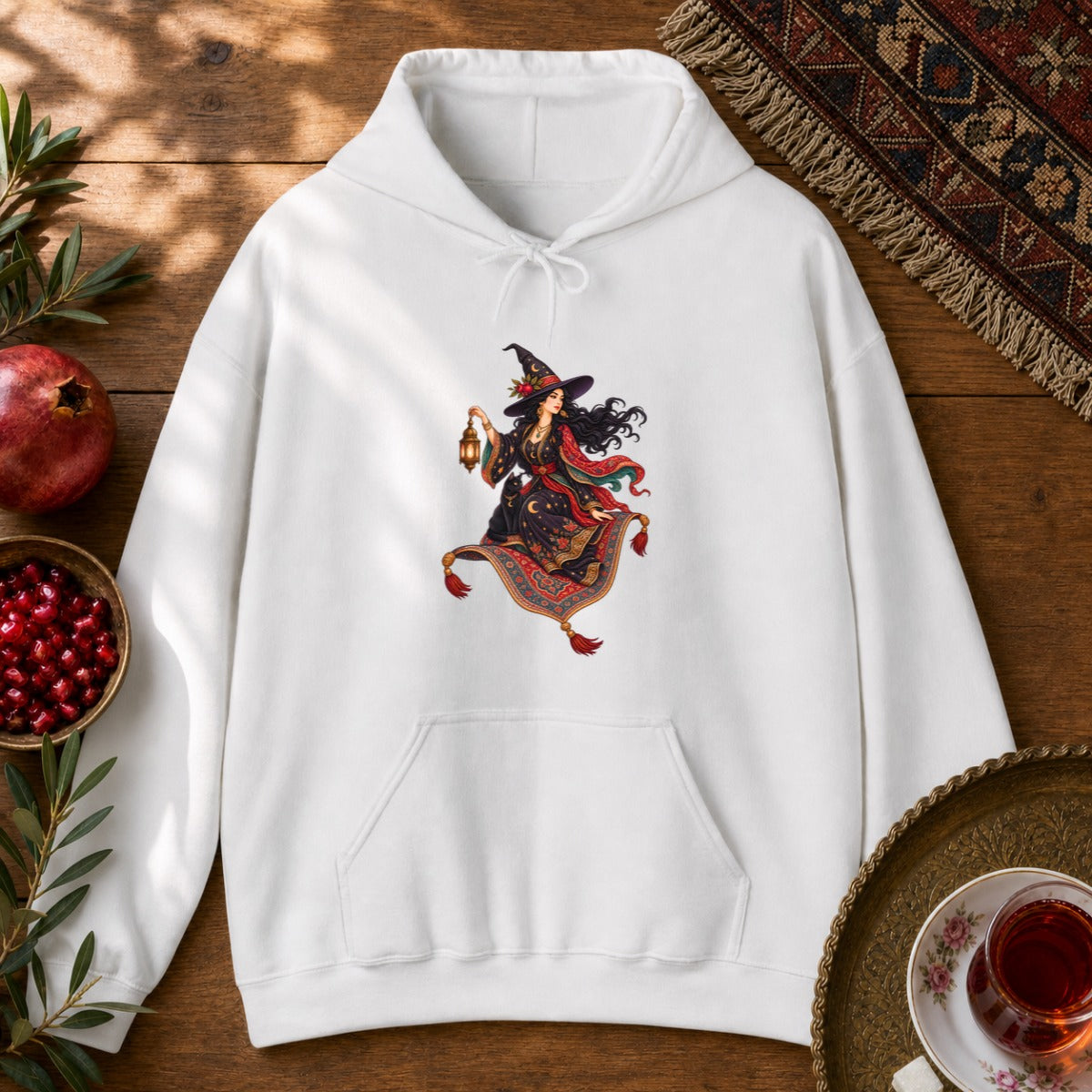 Witch and the Magic Carpet Hoodie - White