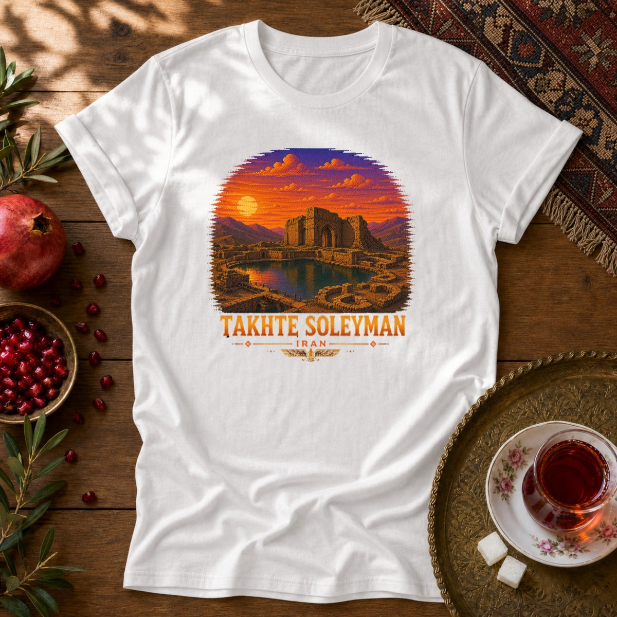 Takhte Soleyman - Pixel Art Unisex T-Shirt - White
