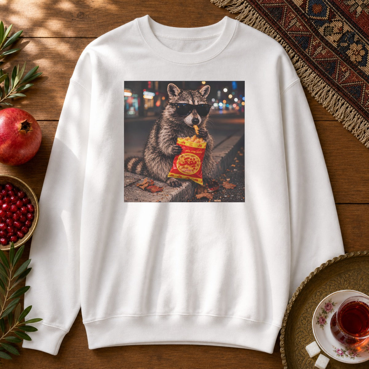Pofak Raccoon Sweatshirt - White