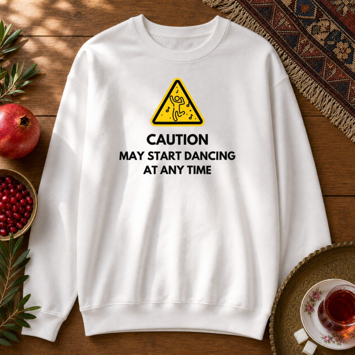 Dance Caution Sign Sweatshirt - White
