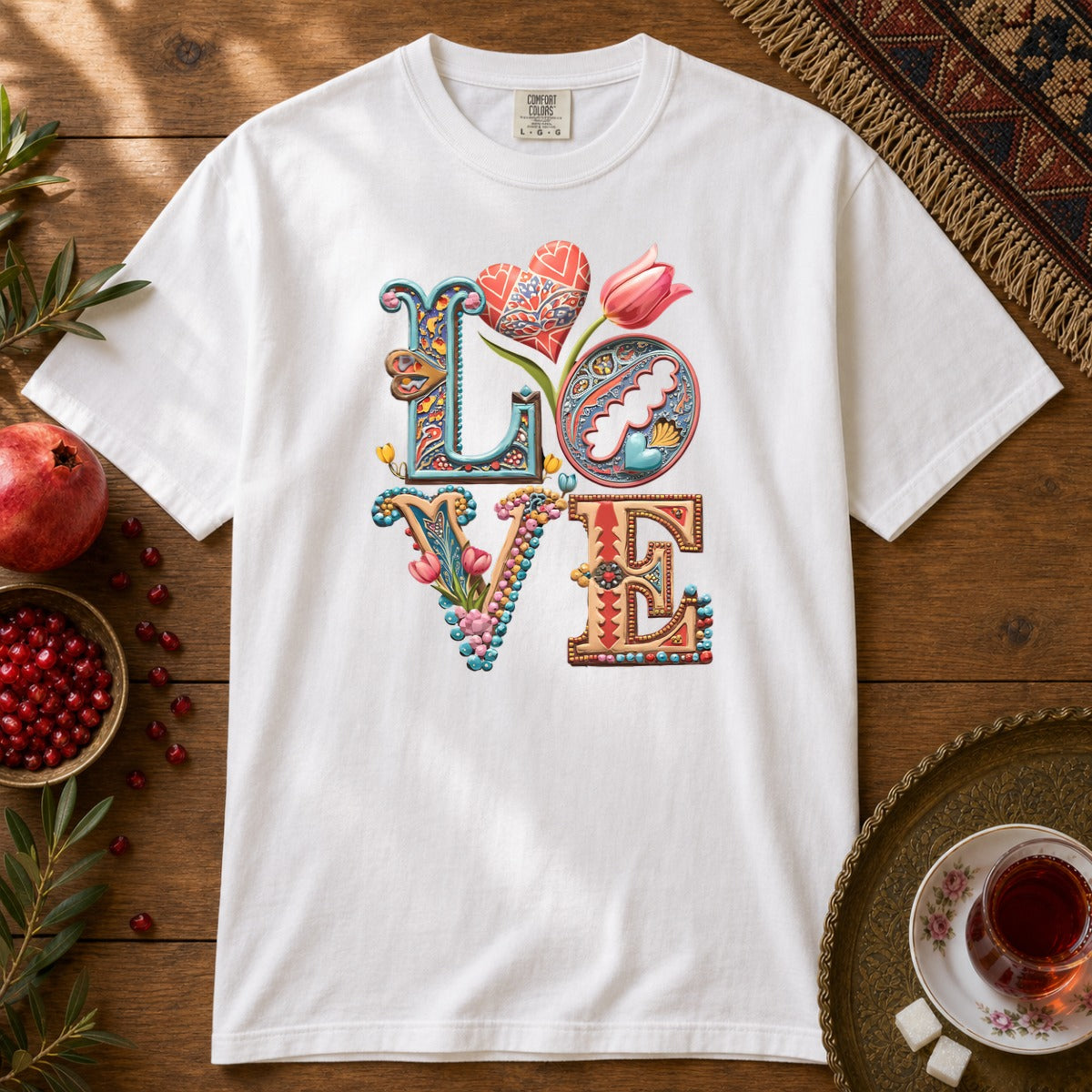 Persian Love Blossoms Premium Tee - White