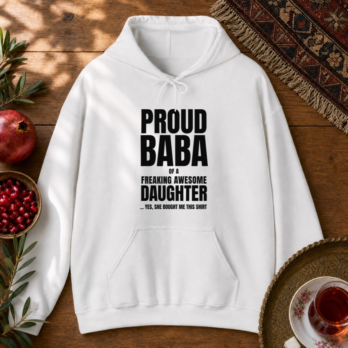Proud Baba of a Daughter Hoodie - White