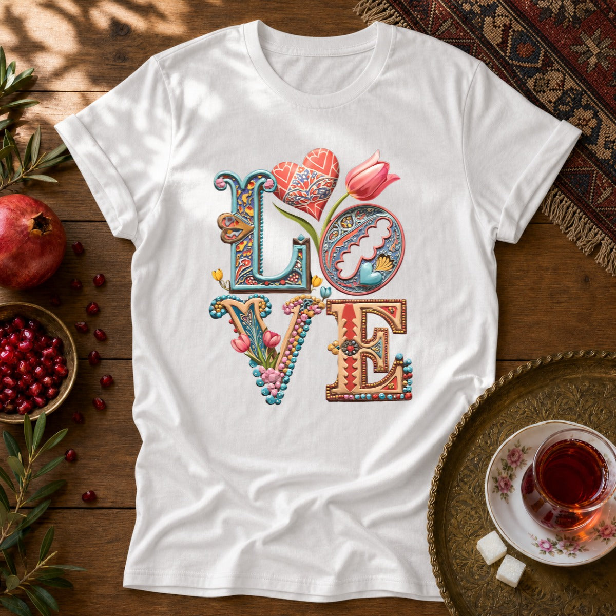 Persian Love Blossoms Unisex T-shirt - White