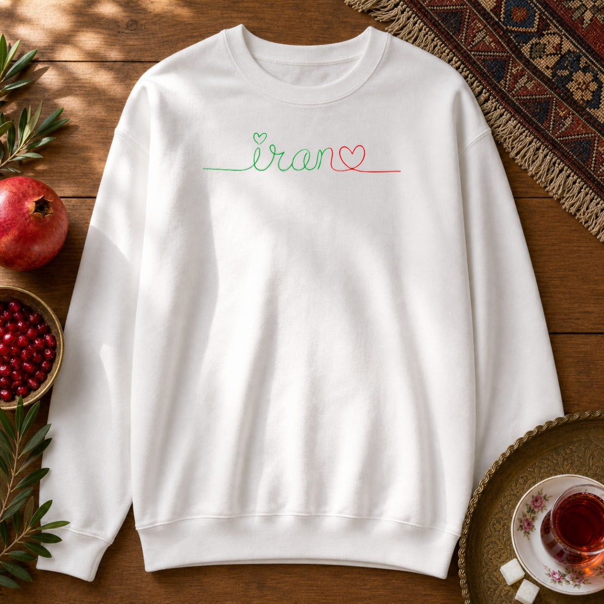 Iran Heart - Flag Colors Sweatshirt - White