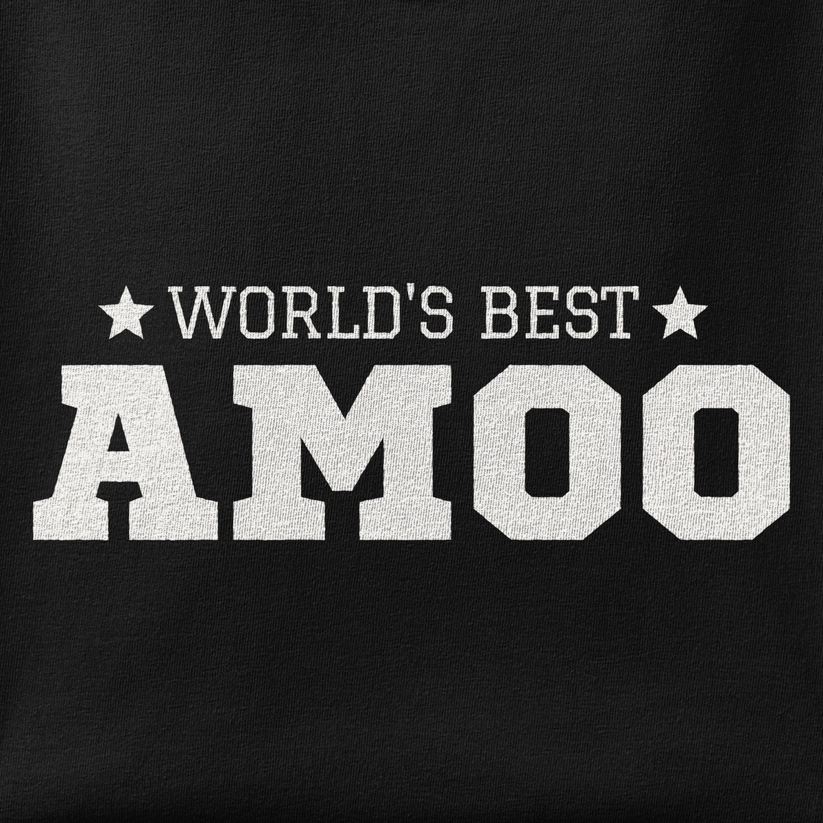 Close-up of the World's Best Amoo print showing ink detail on the fabric