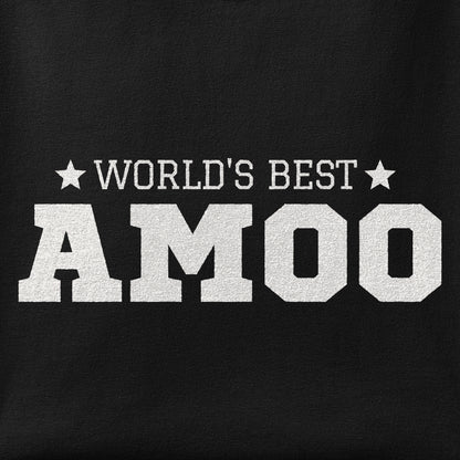 Close-up of the World's Best Amoo print showing ink detail on the fabric