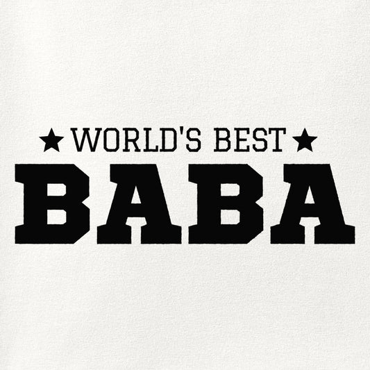 Close-up of the World's Best Baba print showing ink detail on the fabric