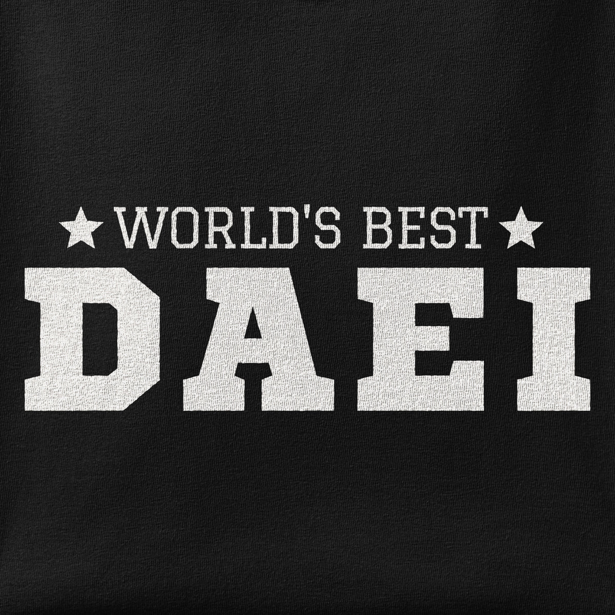 Close-up of the World's Best Daei print showing ink detail on the fabric