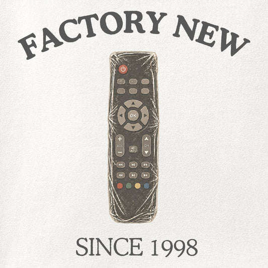Close-up of the Wrapped Remote print showing ink detail on the fabric